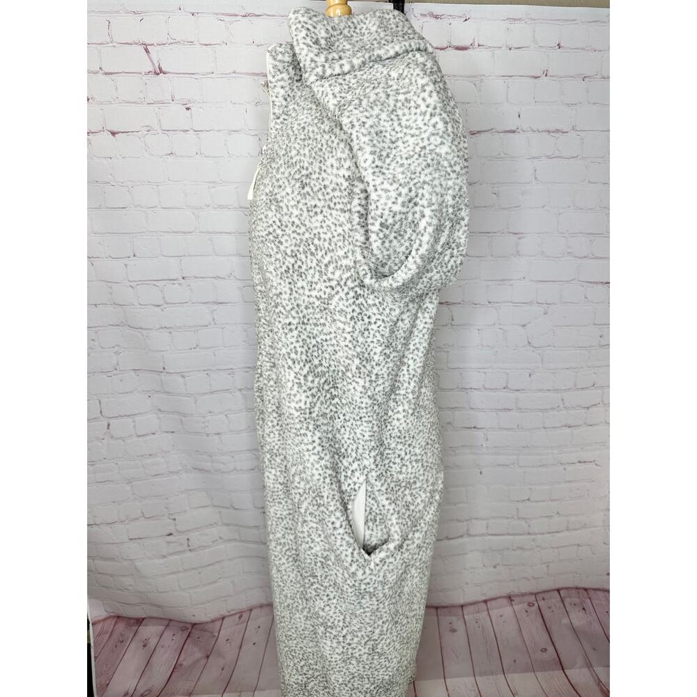 Oscar De La Renta White Gray Animal Print Fleece Zip Robe Women's XL Housecoat - Picture 8 of 9